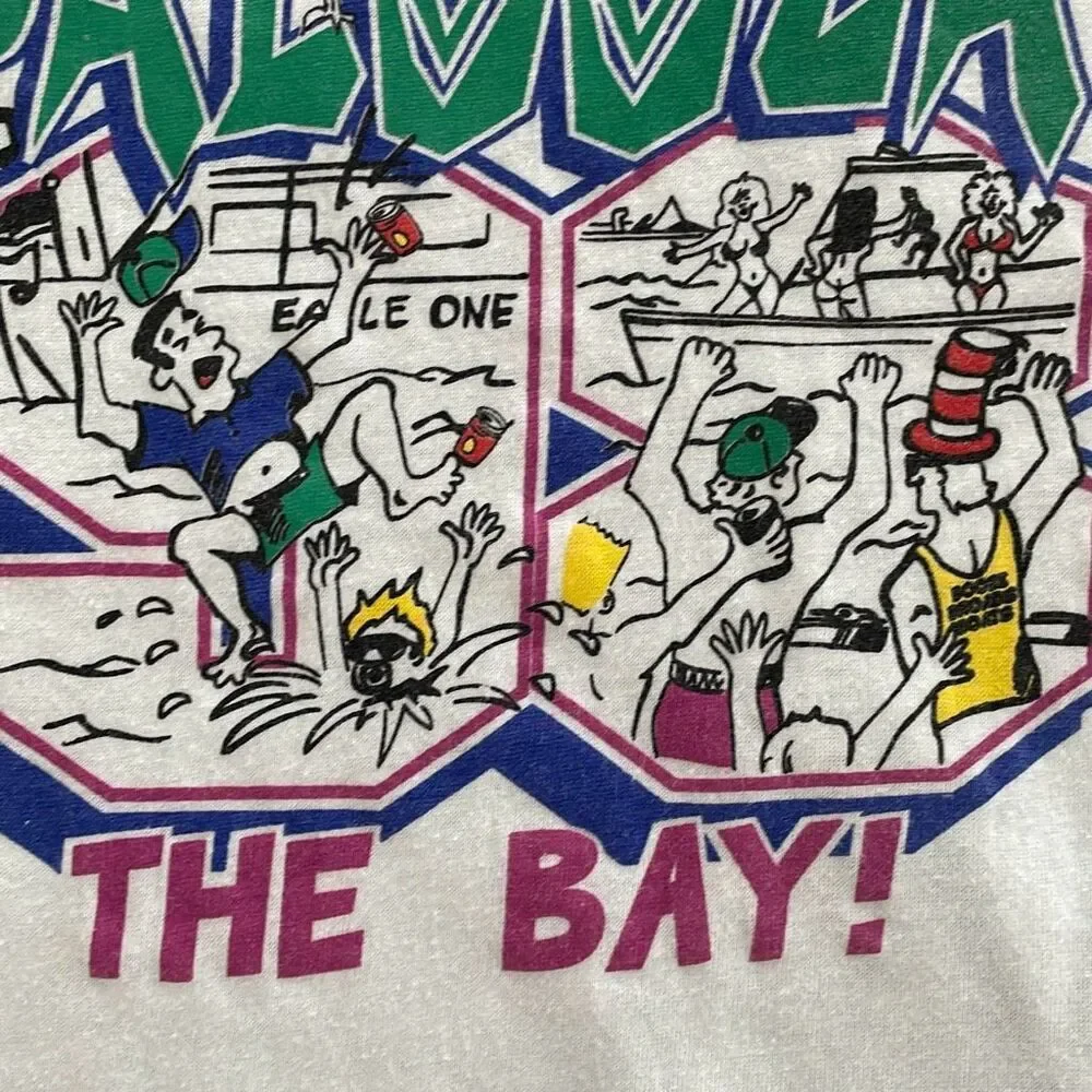 Vintage 90s 98 LA T Crystal Bay MDA Waterpalooza Cropped Tshirt OS S M L - Picture 8 of 8